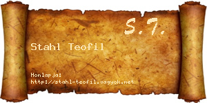 Stahl Teofil névjegykártya